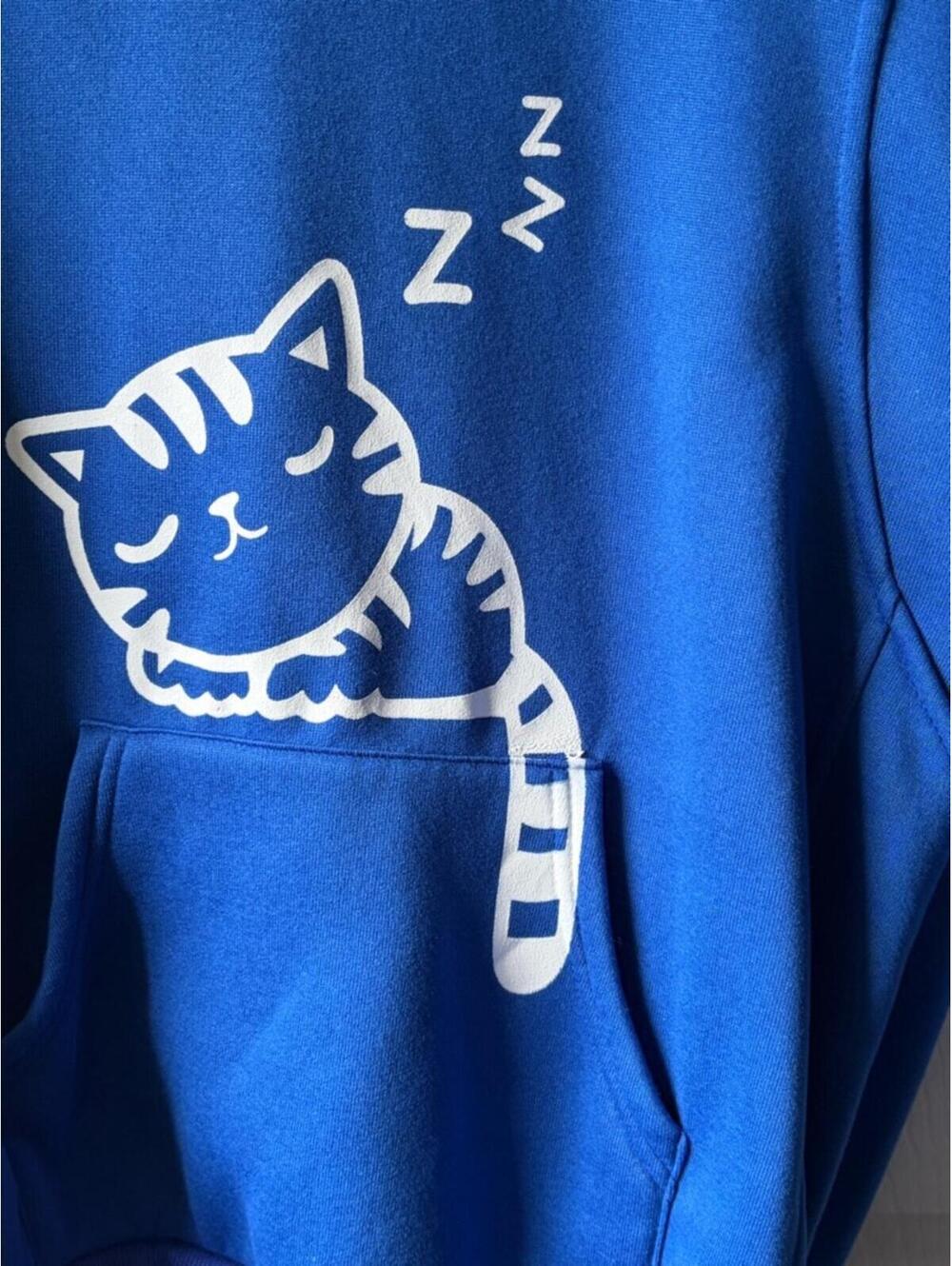 Blue Cat Graphic Pet Hoodie